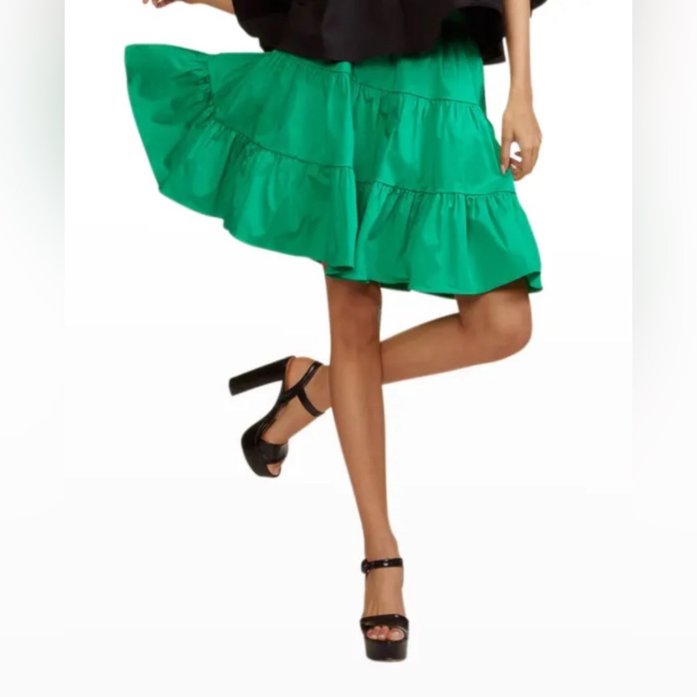 Cynthia Rowley Green Tiered Cotton Skirt Sz 0